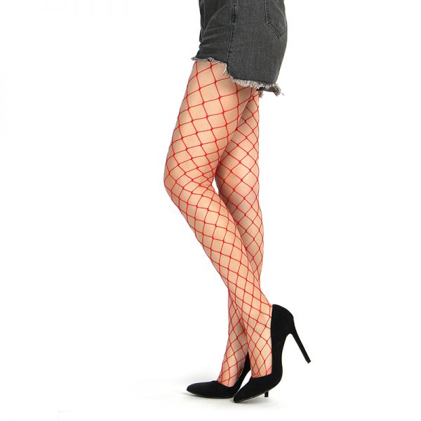 Red Fence Net Thigh Highs Stocking - Image 2