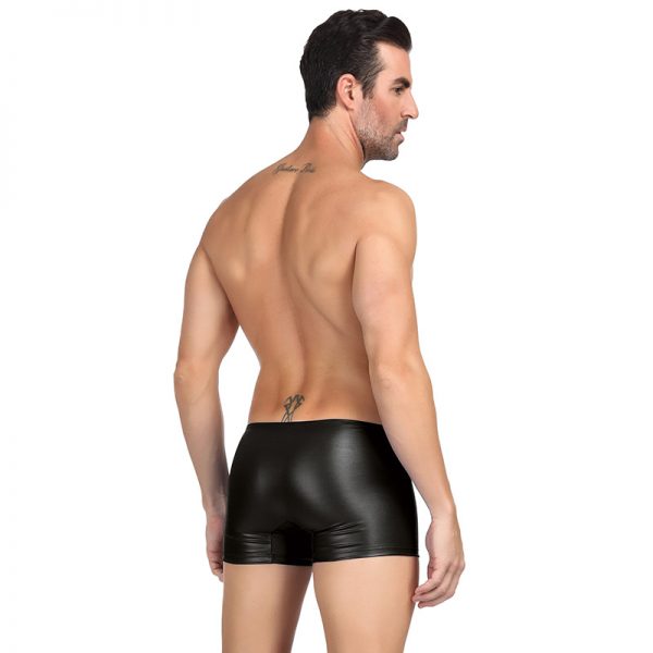 Men‘s Black Leather Hot Pants With Exposed Hips - Image 2