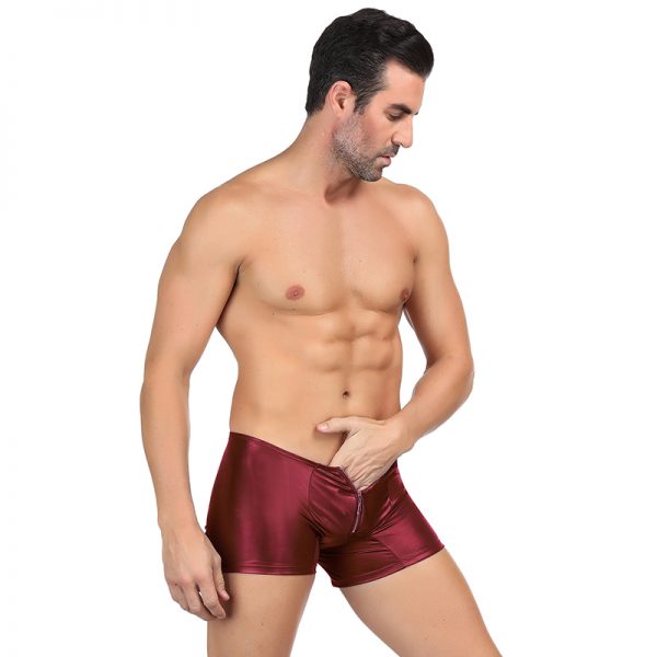 Men‘s Red Leather Pants With Exposed Hips - Image 2