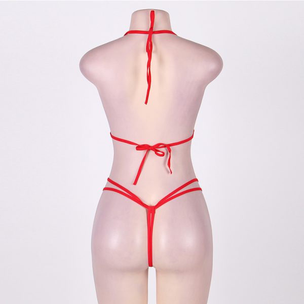 Crotchless Red Lace Teddy With Rhinestone - Image 3
