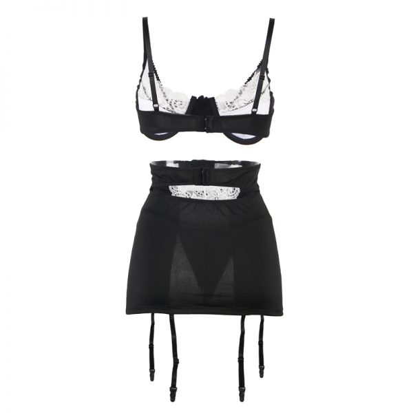 Black And White Lace Mesh Sexy Lingerie - Image 5
