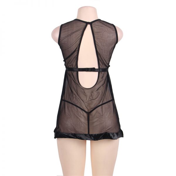 Black Stereoscopic Flower Lace Sexy Babydoll - Image 3