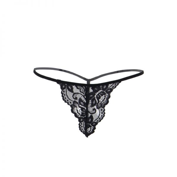 Black lace Deep V Collar Chemise Dress - Image 2