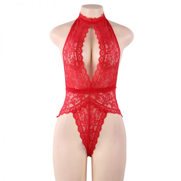 Red Exquisite Lace Open Cup Body