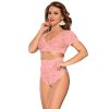 Naughty Sexy Girls High Waist Pink Full Lace Bra Panty Underwear - Image 2