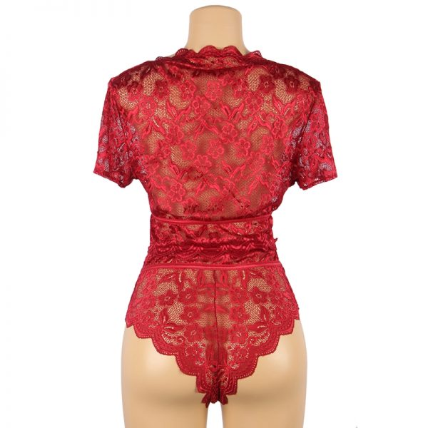 Naughty Sexy Girls High Waist Dark Red Full Lace Bra Panty Underwear - Image 2