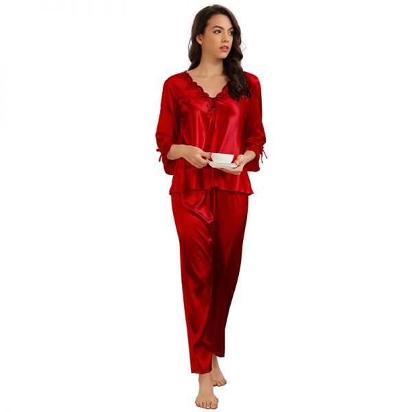 High Quality Long Sleeve Silk Pyjama Set Two Piece Set