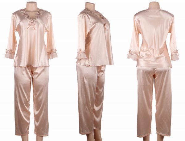 High Quality Long Sleeve Silk Pyjama Set Two Piece Set - Image 2
