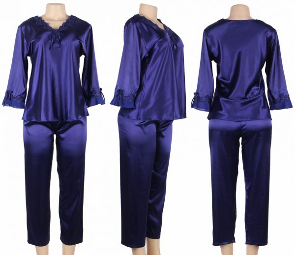 High Quality Long Sleeve Silk Pyjama Set Two Piece Set - Image 3
