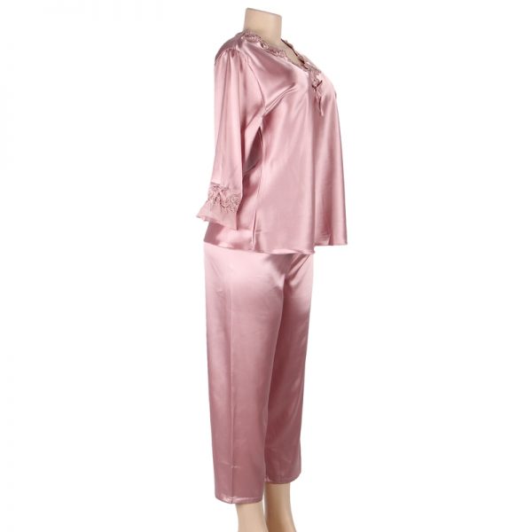 High Quality Long Sleeve Silk Pyjama Set Two Piece Set - Image 5