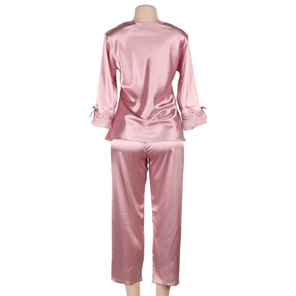 High Quality Long Sleeve Silk Pyjama Set Two Piece Set - Image 2