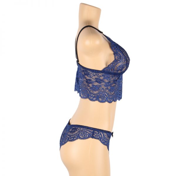 Women Hollow Sexy Sleepwear Nightwear Lace Trim Satin Top Pyjama Sets - Image 2