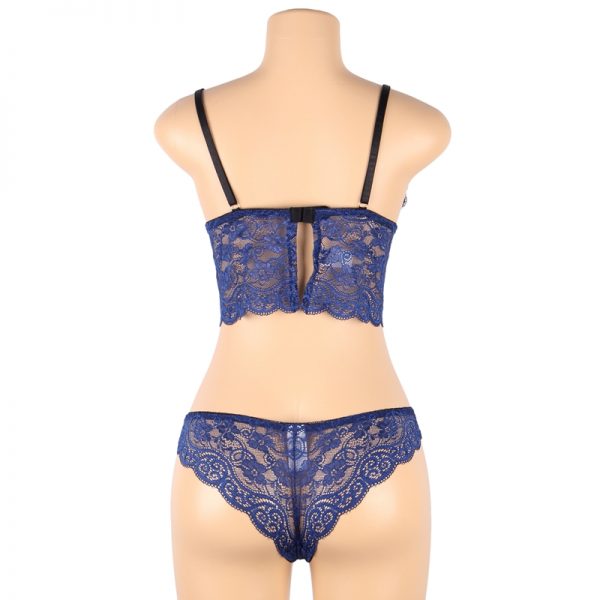Women Hollow Sexy Sleepwear Nightwear Lace Trim Satin Top Pyjama Sets - Image 3