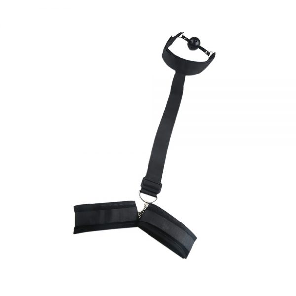 PlayHappy BDSM Ball Mouth Gag With Leather Handcuffs