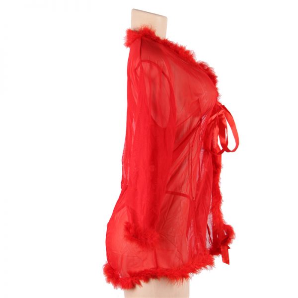 Queen Red Perspective Sleepwear With Fur - Image 4