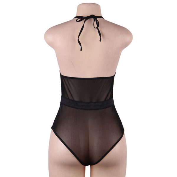 Black Lace Hollow Out High Quality Deep V Sexy Body - Image 3