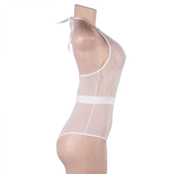 White Lace Hollow Out High Quality Deep V Sexy Body - Image 2