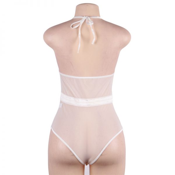 White Lace Hollow Out High Quality Deep V Sexy Body - Image 3