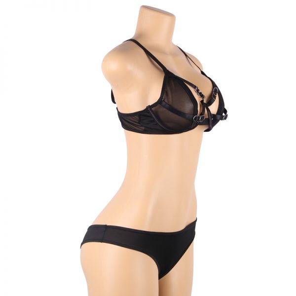 Black Sexy Mesh perspective Fashion Bra Set Without Underwire - Image 5