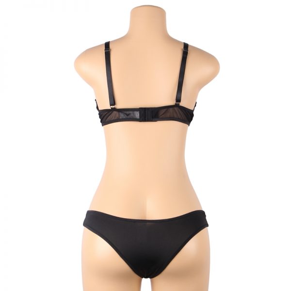 Black Sexy Mesh perspective Fashion Bra Set Without Underwire - Image 3