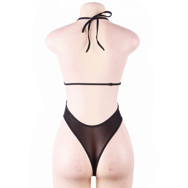 Black Backless Deep V Exquisite Lace Body - Image 3