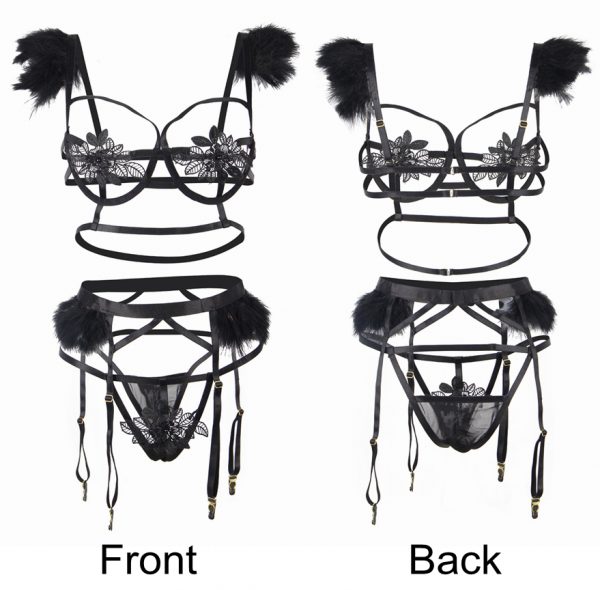 Sexy Black 3 Piece Set With Underwire - Image 3