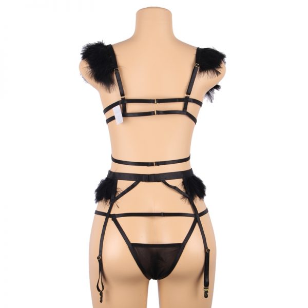 Sexy Black 3 Piece Set With Underwire - Image 4
