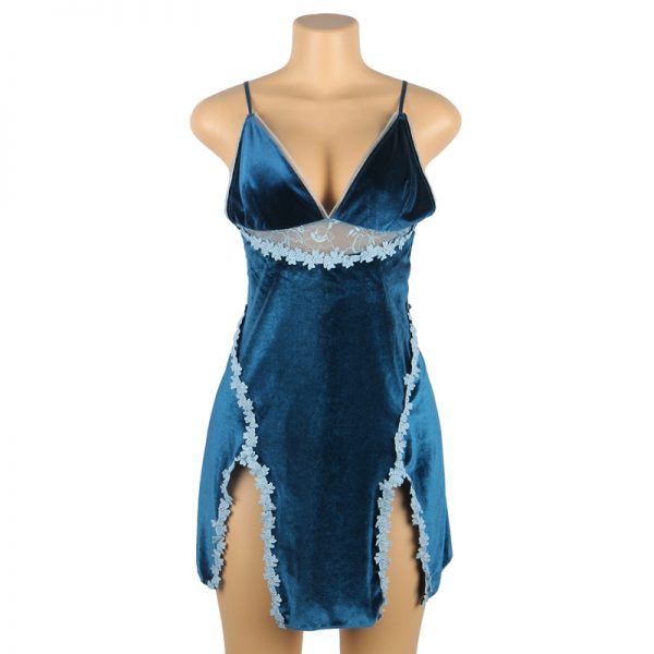 Velour Sexy Sling Open Back Ladies Pyjamas - Image 3