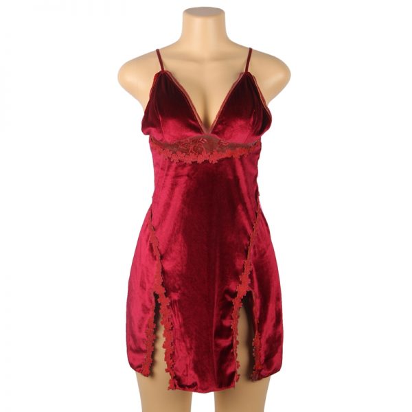 Velour Sexy Sling Open Back Ladies Pyjamas - Image 3