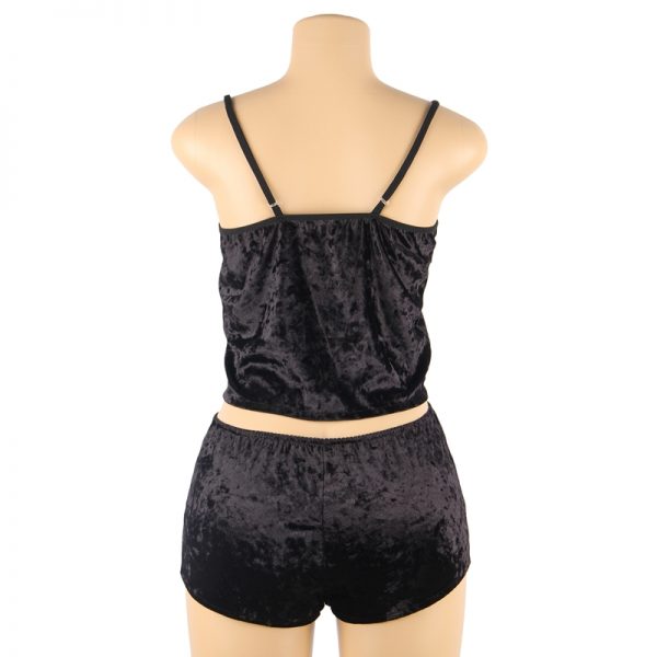 Black Ladies Sexy Velvet Pyjamas - Image 2