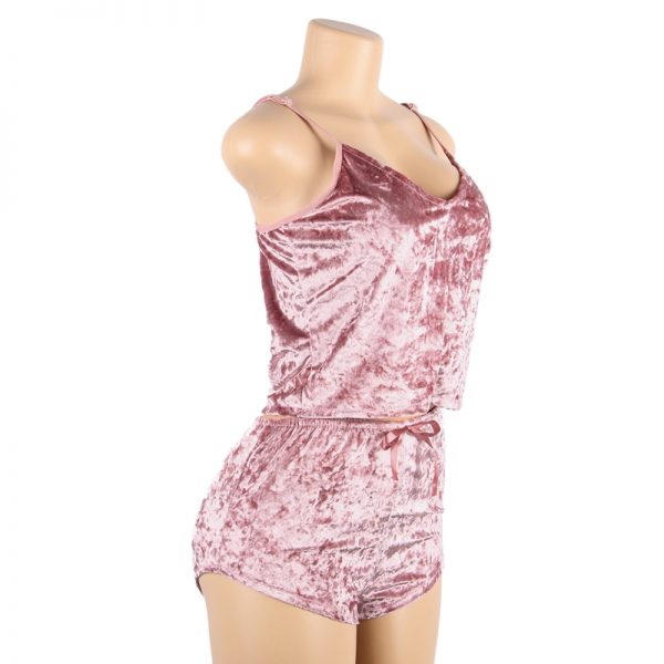 Pink Ladies Sexy Velvet Pyjamas - Image 2