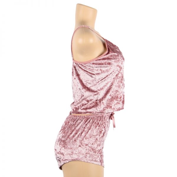 Pink Ladies Sexy Velvet Pyjamas - Image 4