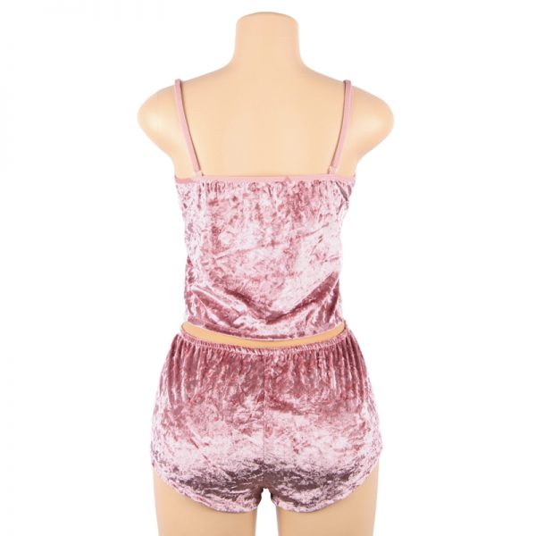 Pink Ladies Sexy Velvet Pyjamas - Image 3