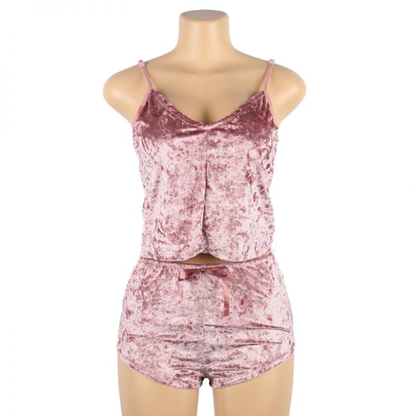 Pink Ladies Sexy Velvet Pyjamas