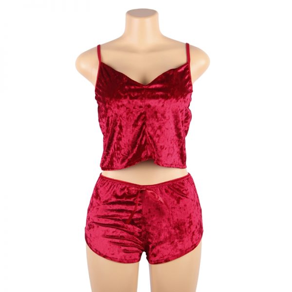 Red Ladies Sexy Velvet Pyjamas