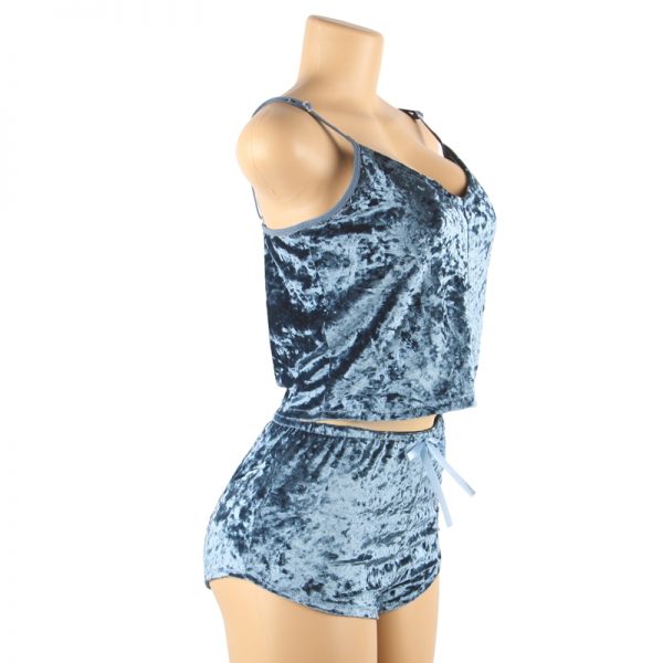 Blue Ladies Sexy Velvet Pyjamas - Image 2